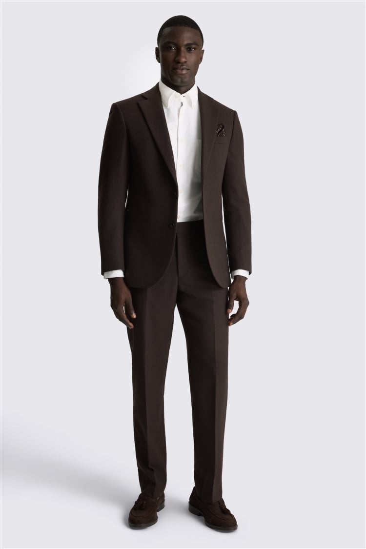 Tailored Fit Dark Brown Tweed Suit
