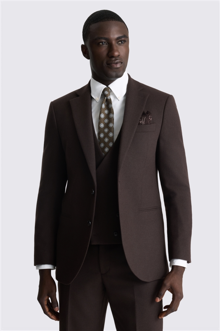 Tailored Fit Dark Brown Tweed Suit