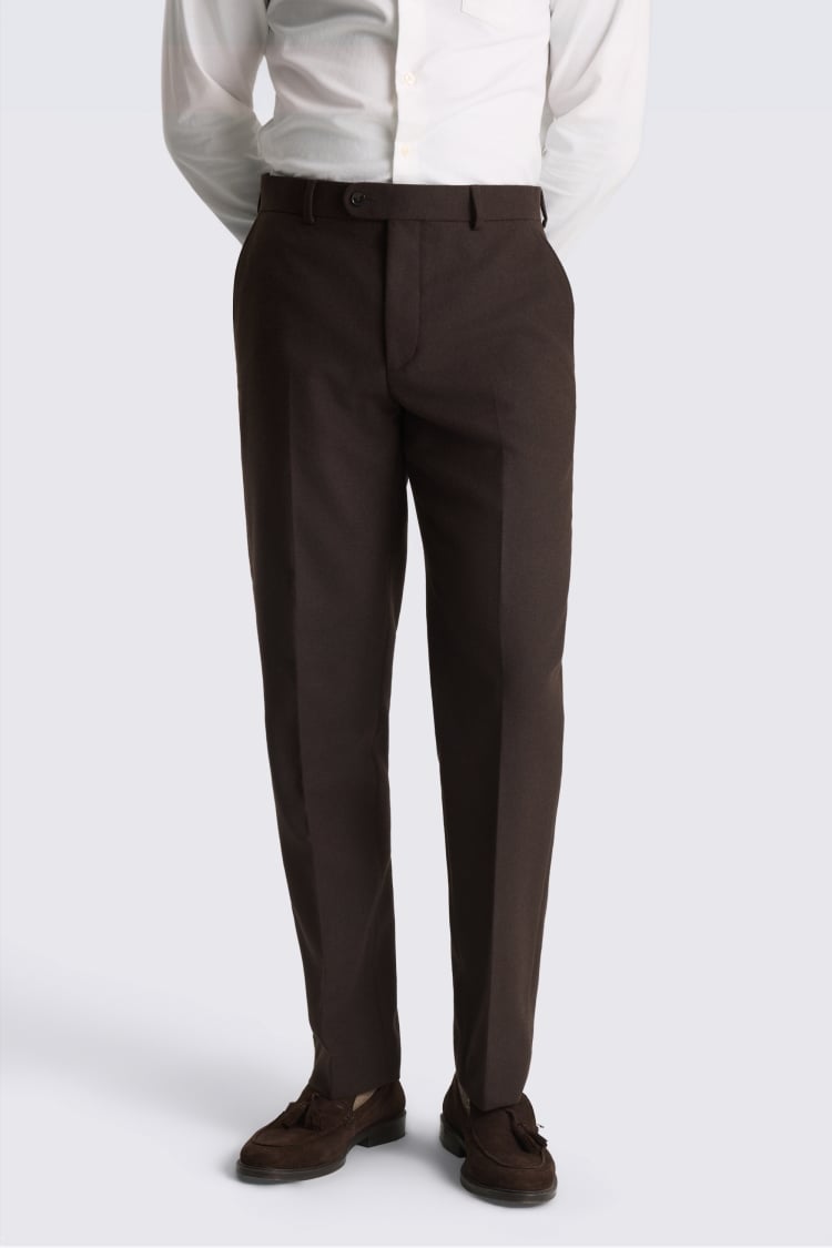 Tailored Fit Dark Brown Tweed Pants