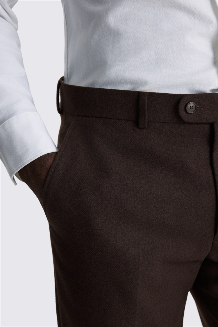 Tailored Fit Dark Brown Tweed Pants