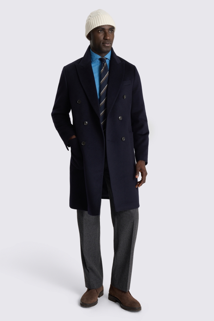 Navy DB Long Coat