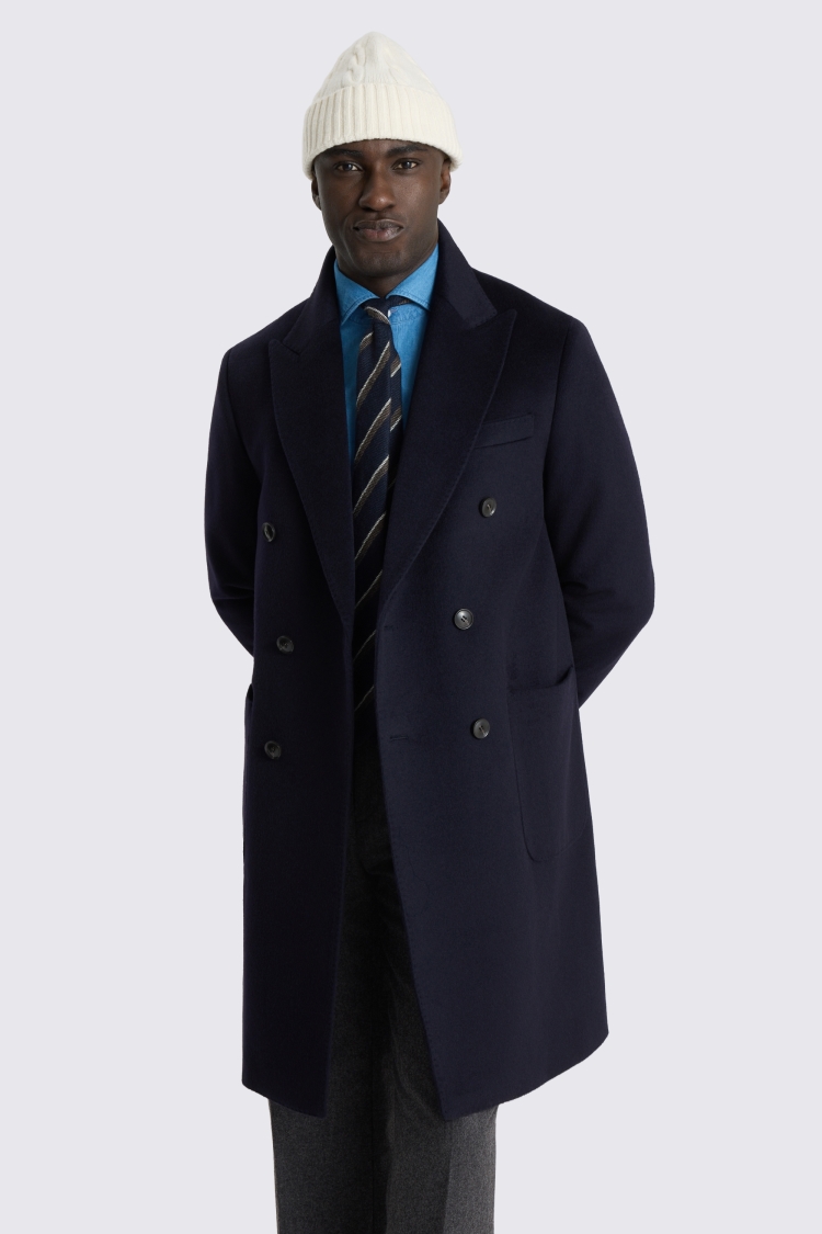 Navy DB Long Coat