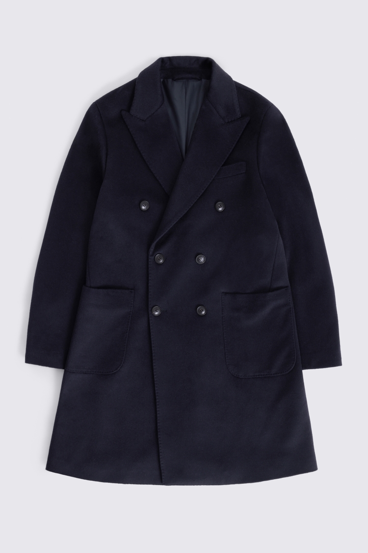 Navy Wool Long Coat