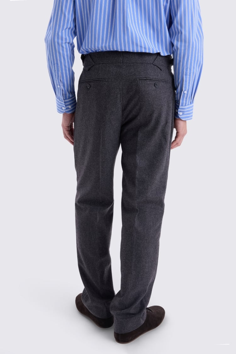 Charcoal Flannel Pleated Trousers