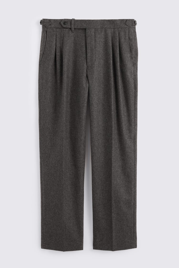 Charcoal Flannel Pleated Trousers