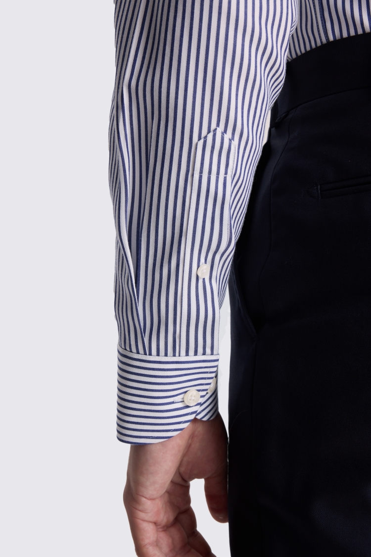 Tailored Fit Navy Stripe Non Iron Shirt