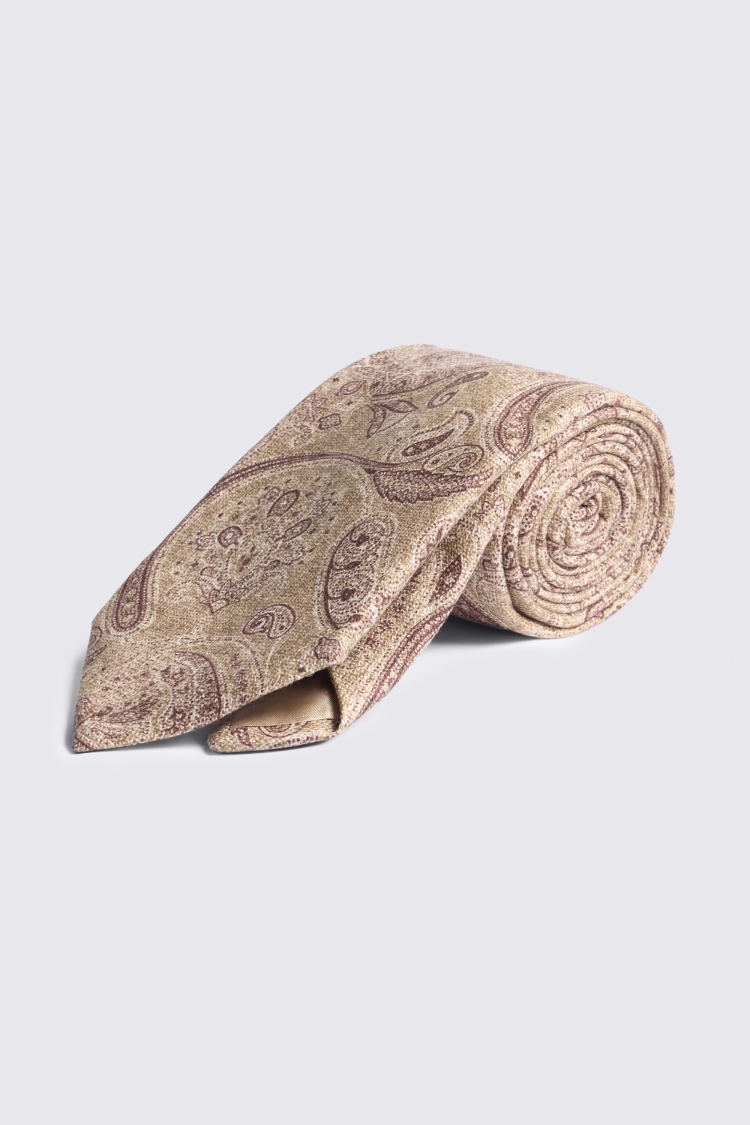 Bottinelli Camel & Burgundy Silk Paisley Tie