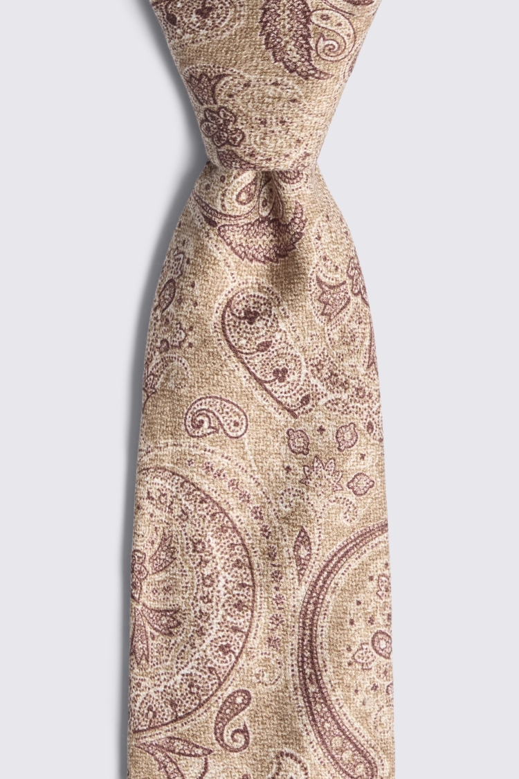 Bottinelli Camel & Burgundy Silk Paisley Tie