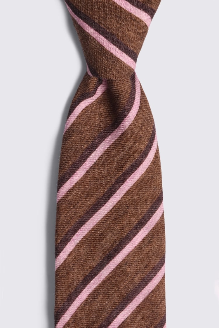 Bottinelli Brown & Pink Wool Stripe Tie