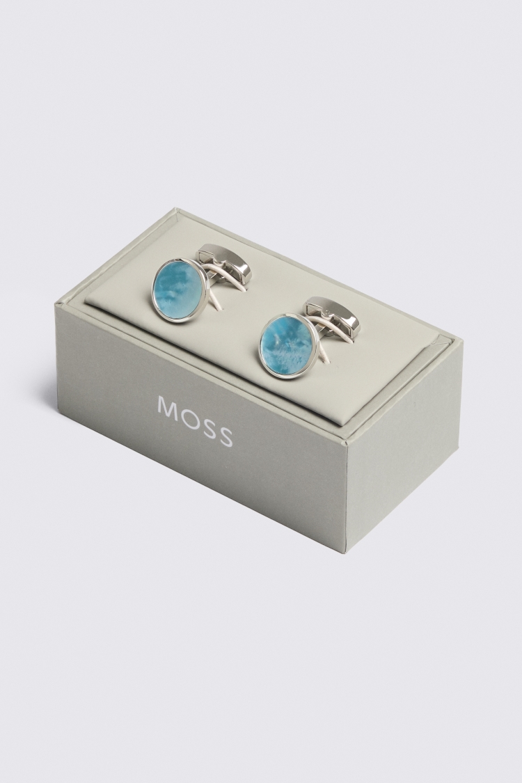 Silver Blue Mother of Pearl Cufflinks