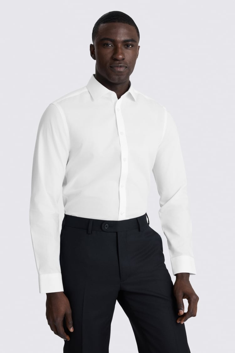 Slim Fit White Poplin Non Iron Shirt