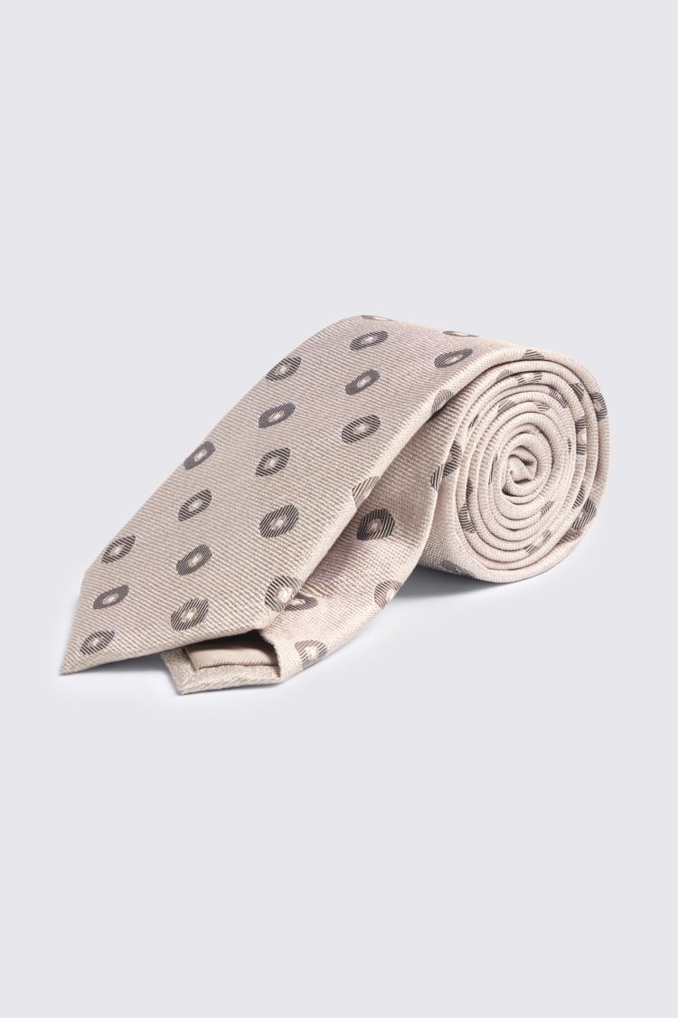 Neutral Square Geometric Silk Tie