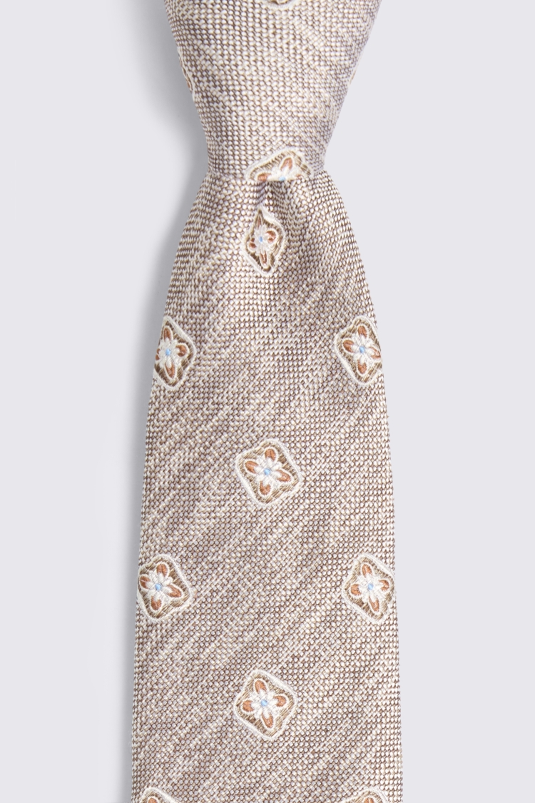 Neutral & Copper Medallion Tie