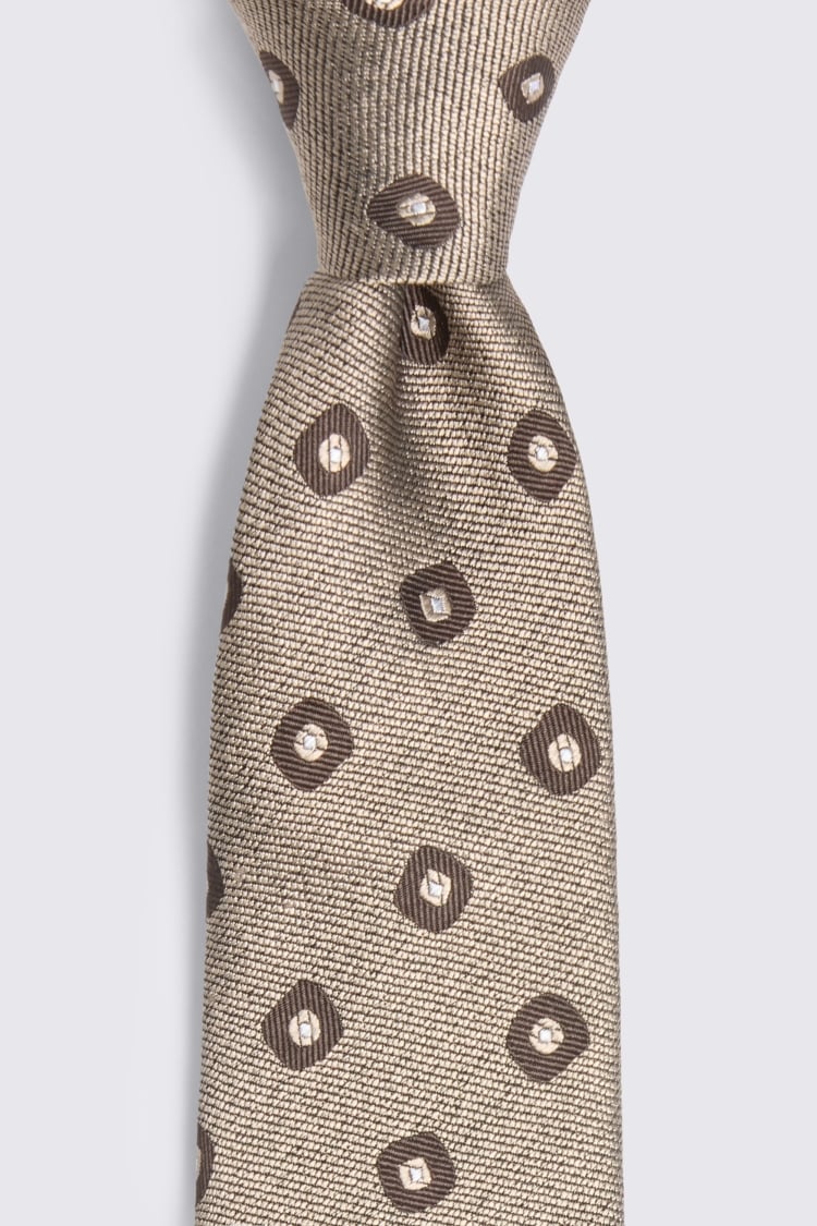Dark Neutral Silk Square Geo Tie