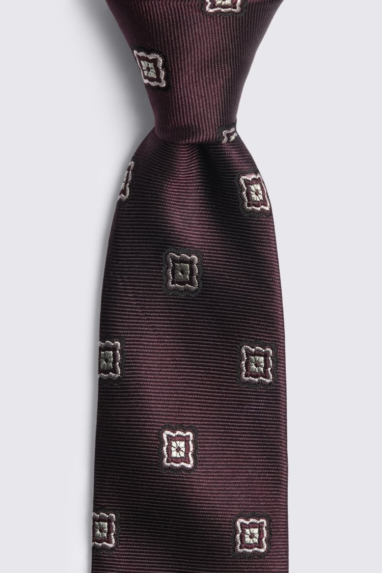 Burgundy Silk Medallion Tie