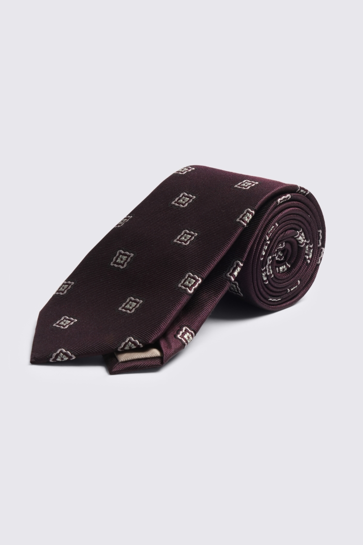 Burgundy Silk Medallion Tie