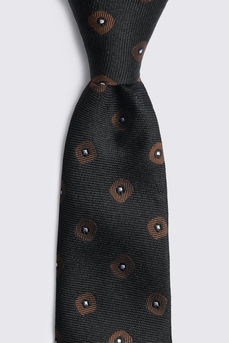 Black & Copper Silk Square Geo Tie