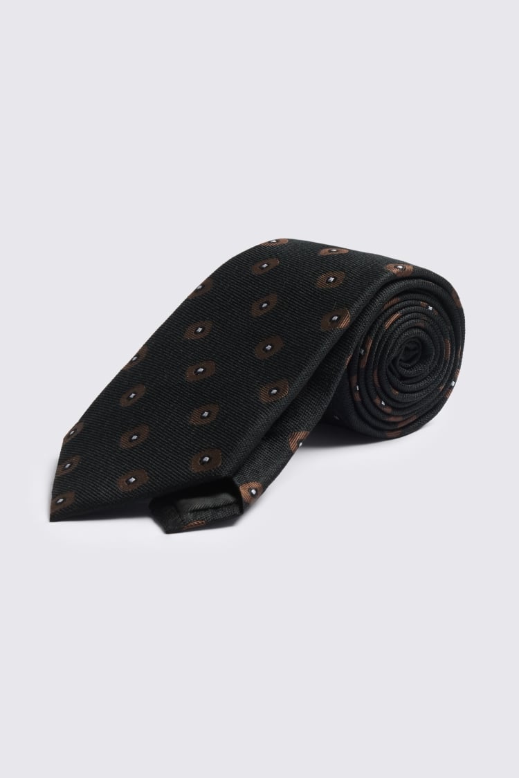 Black & Copper Silk Square Geo Tie