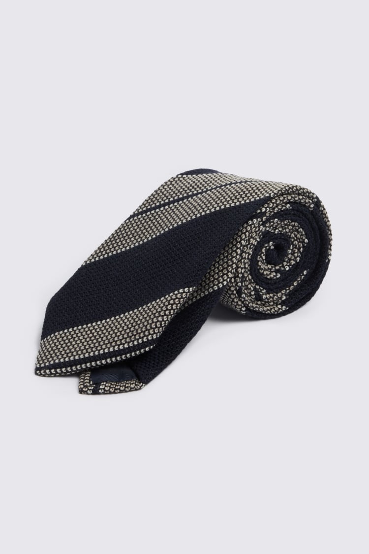 Italian Navy Textured Stripe Tie