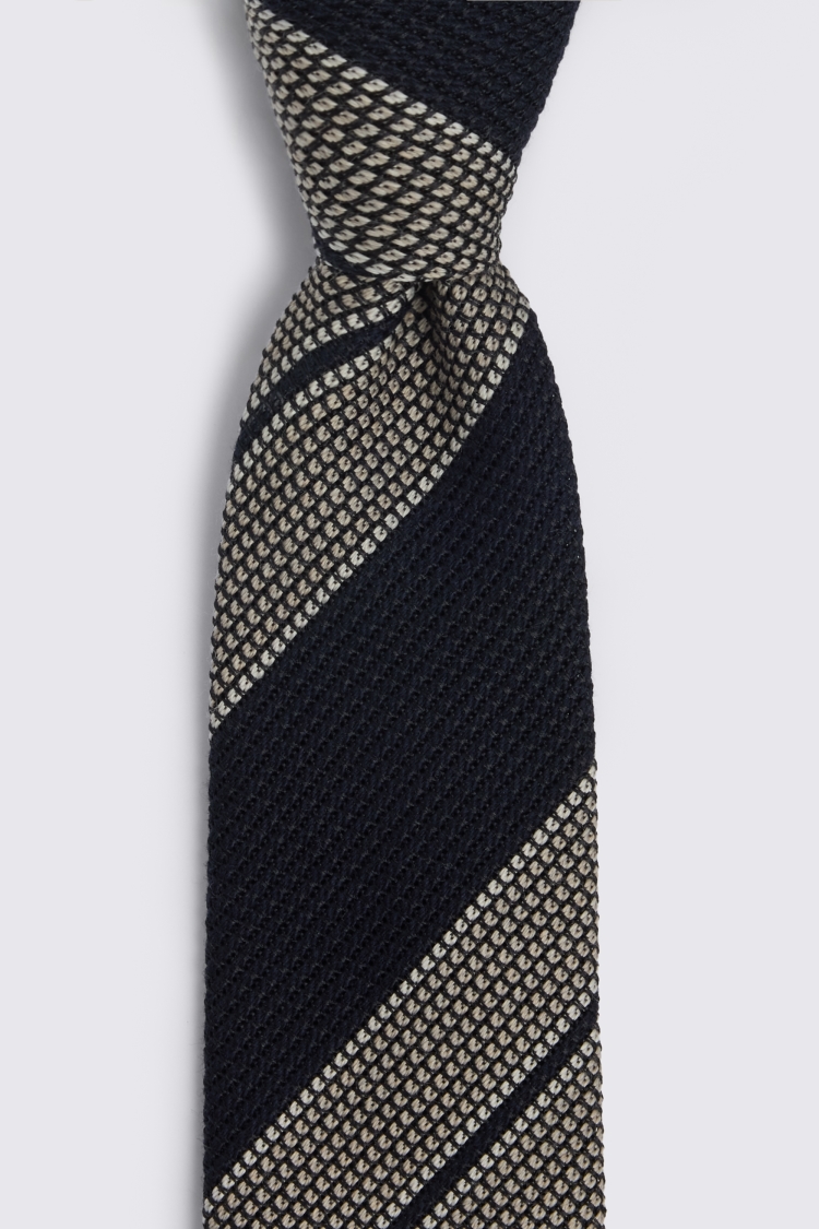 Italian Navy Textured Stripe Tie