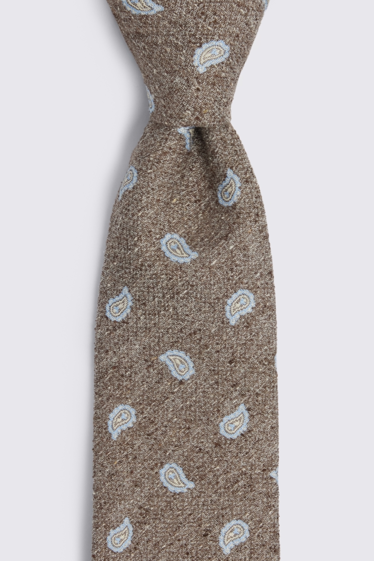 Italian Dark Neutral & Blue Silk Paisley Tie