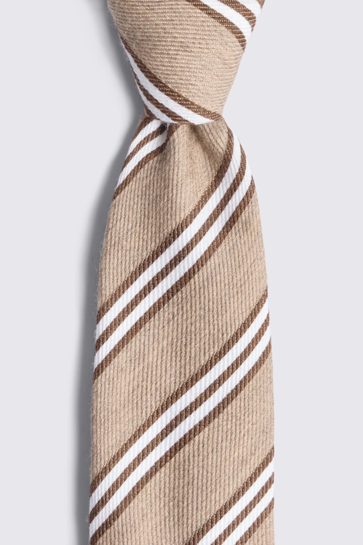 Italian Taupe & Copper Stripe Tie