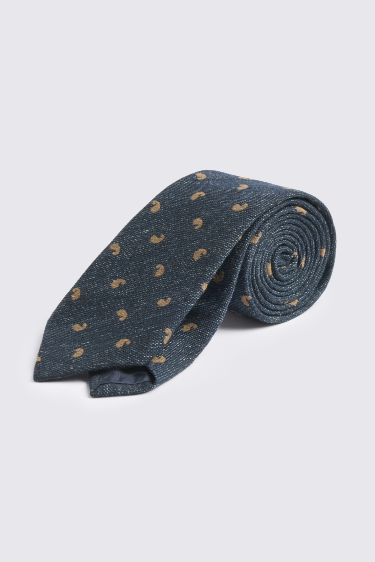 Italian Navy Textured Paisley Tie
