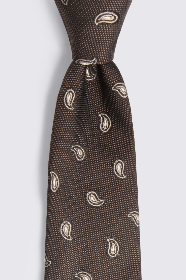 Italian Dark Brown Paisley Tie
