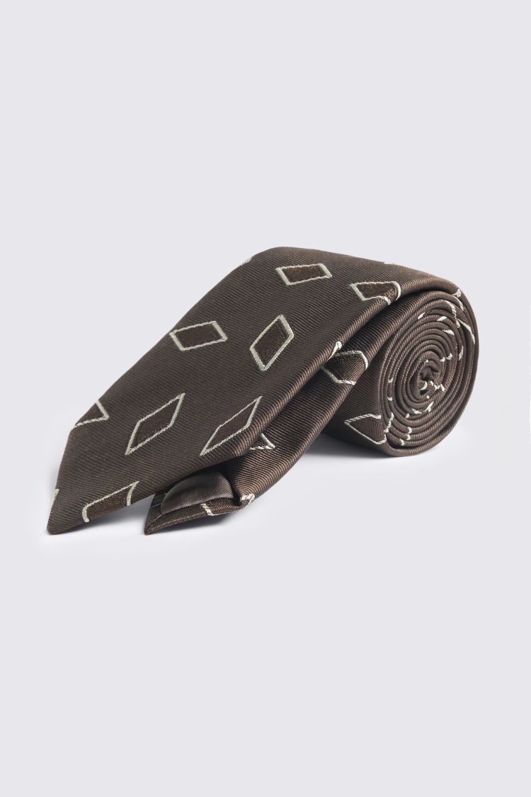 Italian Dark Brown Diamond Geo Tie