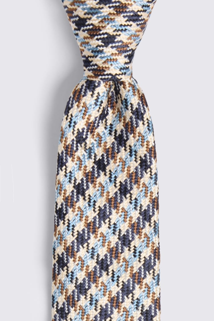 Italian Blue & Rust Silk Puppytooth Tie