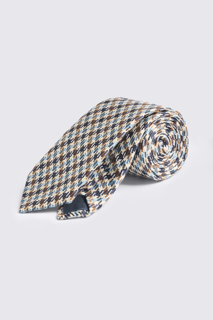 Italian Blue & Rust Silk Puppytooth Tie