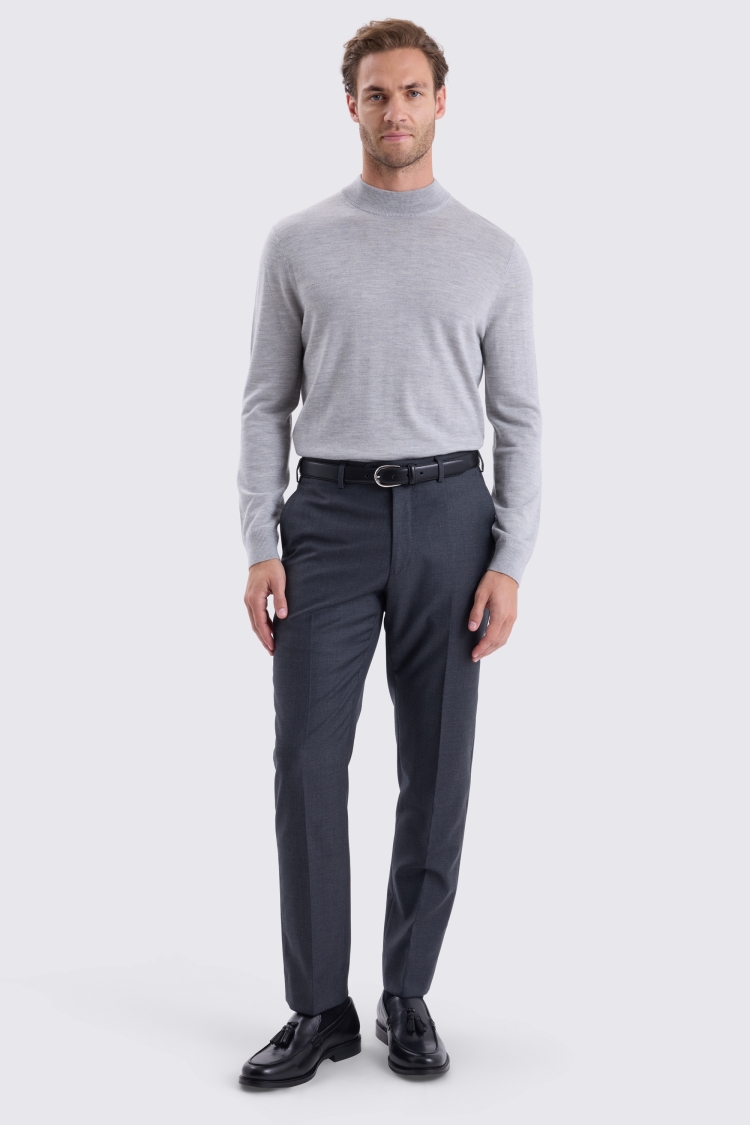 Light Grey Merino Mock-Neck Jumper