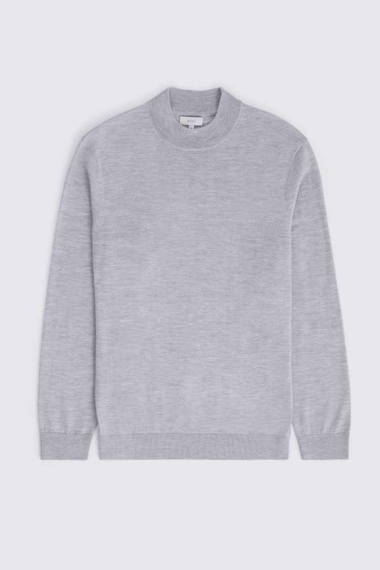 Light Grey Merino Mock-Neck Jumper