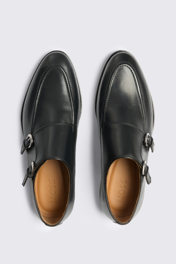 Corsica Black Double Monk Shoes