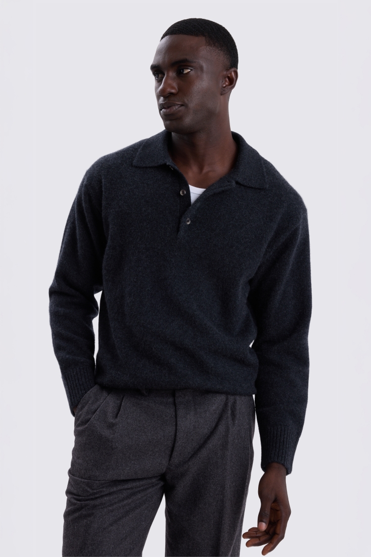 Charcoal Cashmere Polo
