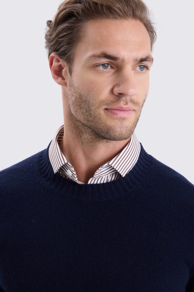 Navy Lambswool Crew Neck