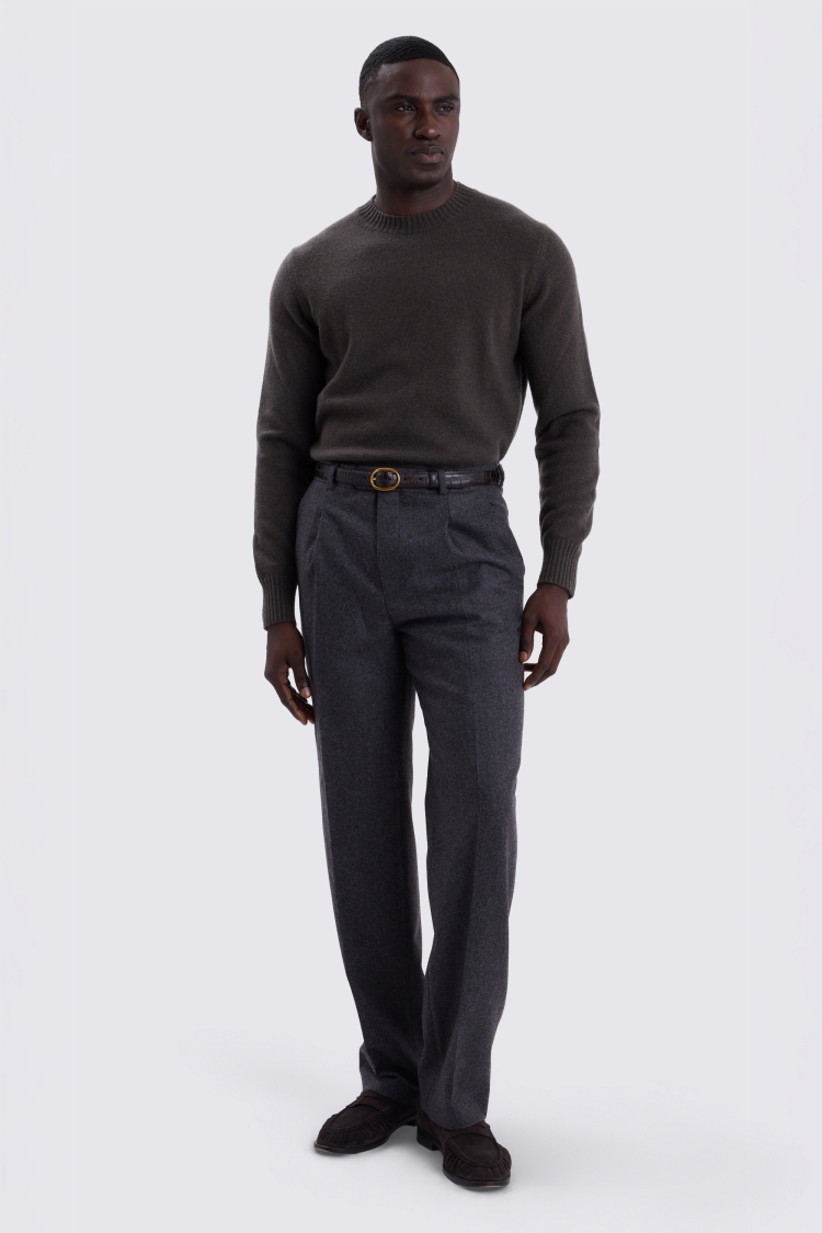 Khaki Lambswool Crew Neck