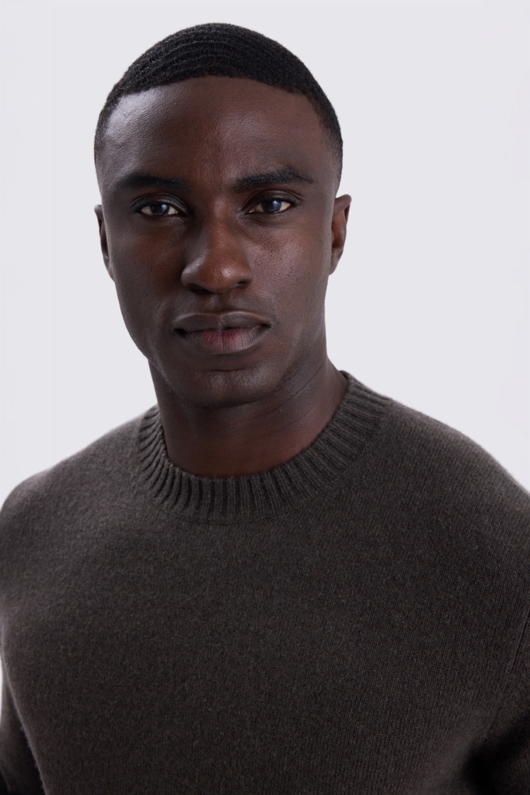 Khaki Lambswool Crew Neck