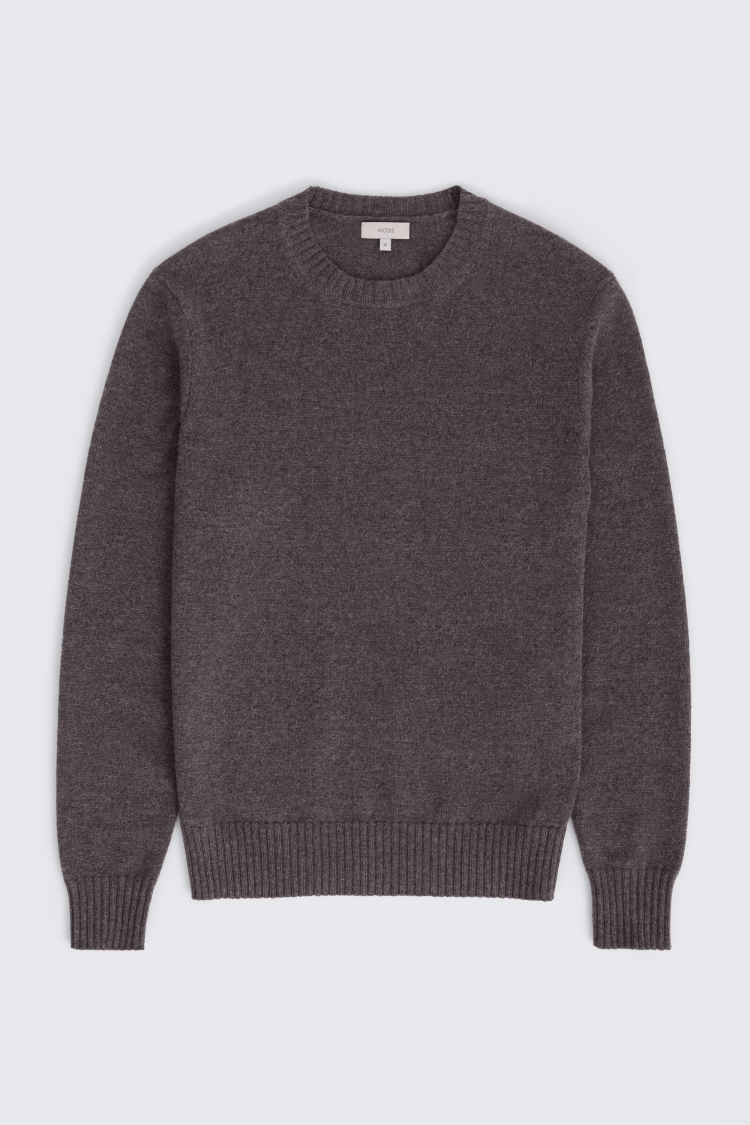 Dark Taupe Lambswool Crew Neck