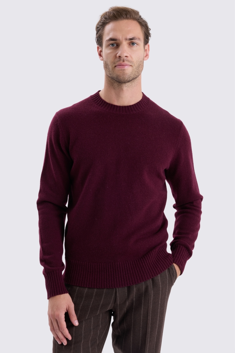 Burgundy Lambswool Crew Neck