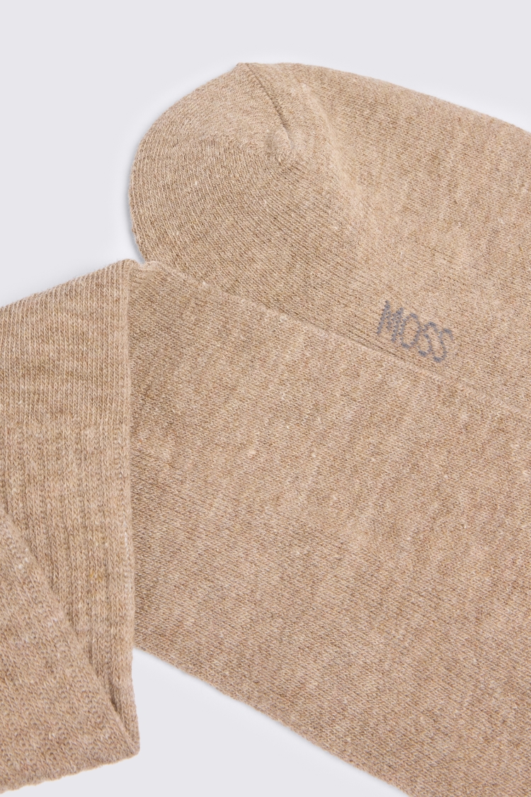 Oatmeal Dog Embroidered Ribbed Socks