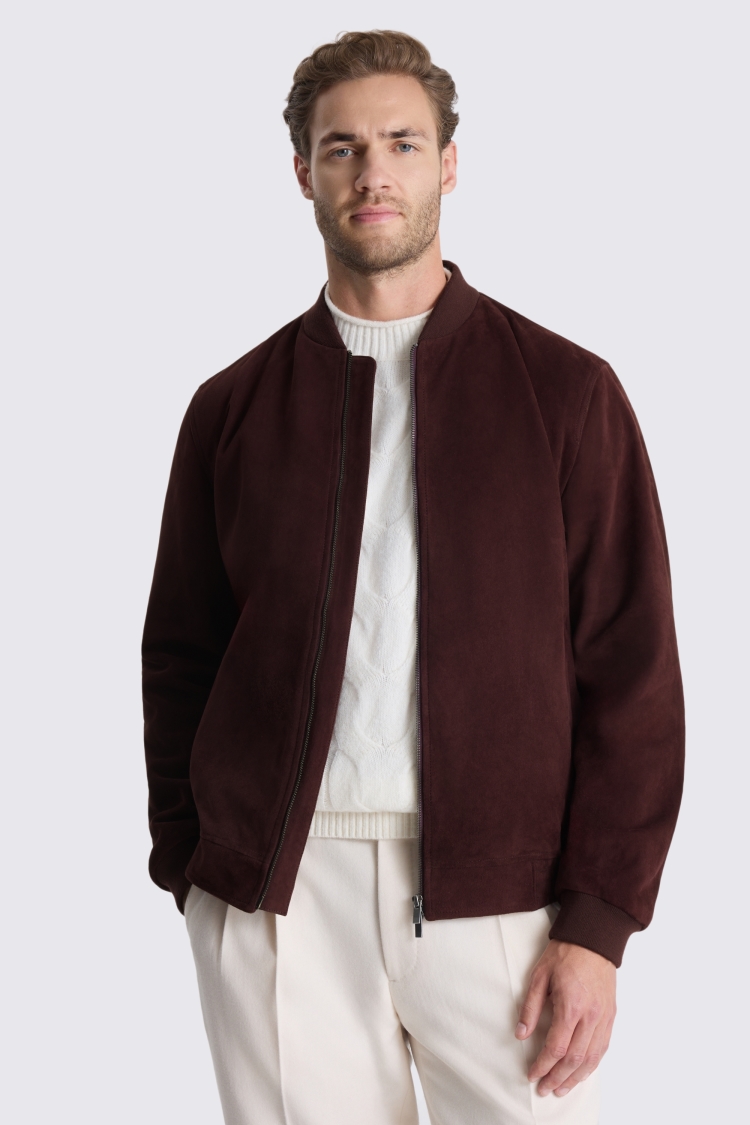 Plum Suede Zip Bomber