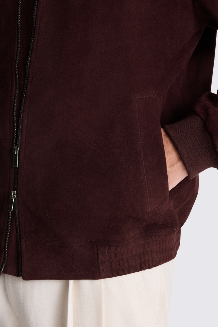 Plum Suede Zip Bomber