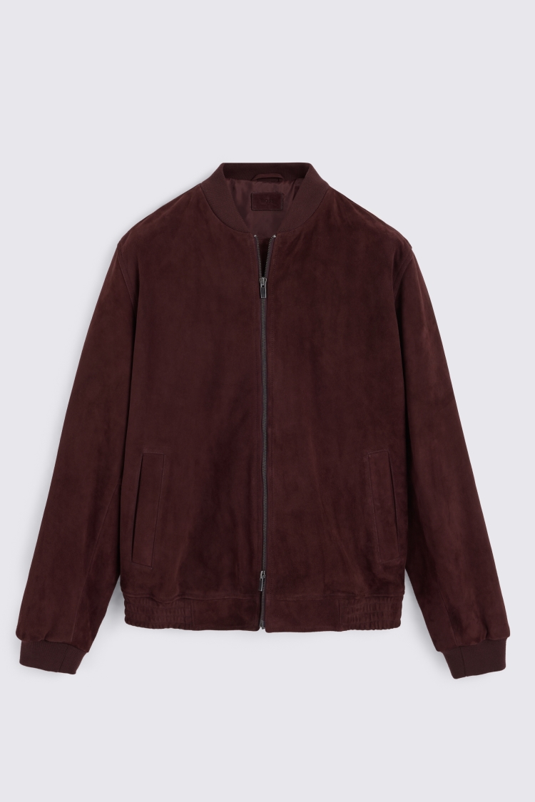 Plum Suede Zip Bomber