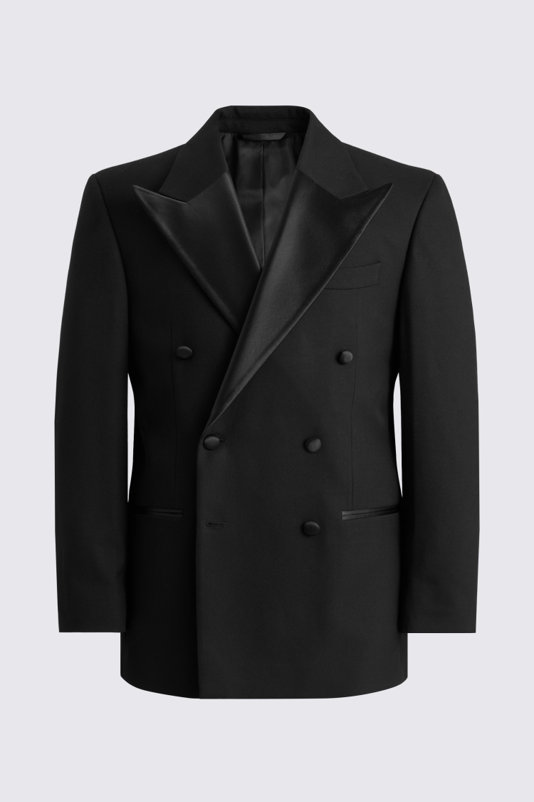 Relaxed Fit Black Peak Lapel Tuxedo Suit