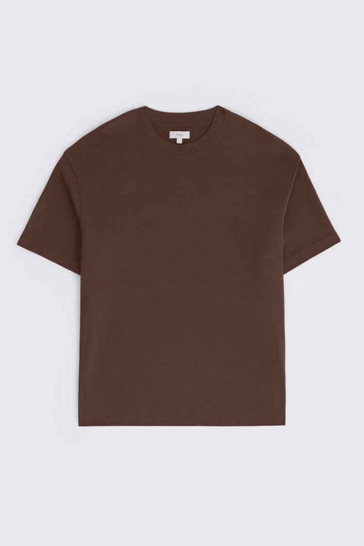 Brown Heavy-Weight Peached Cotton T-Shirt