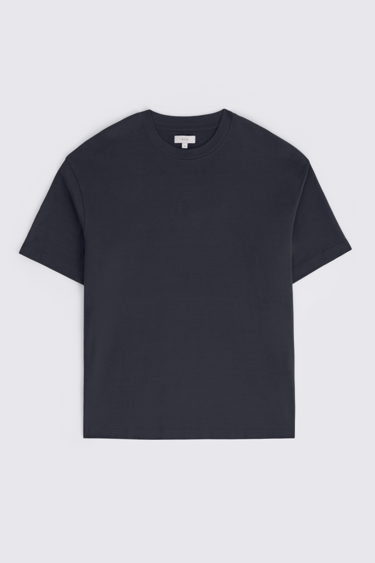 Navy Heavy-Weight Peached Cotton T-Shirt