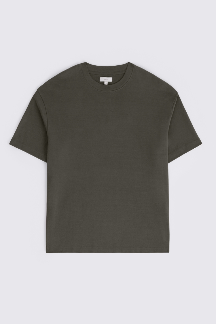 Khaki Heavy-Weight Peached Cotton T-Shirt