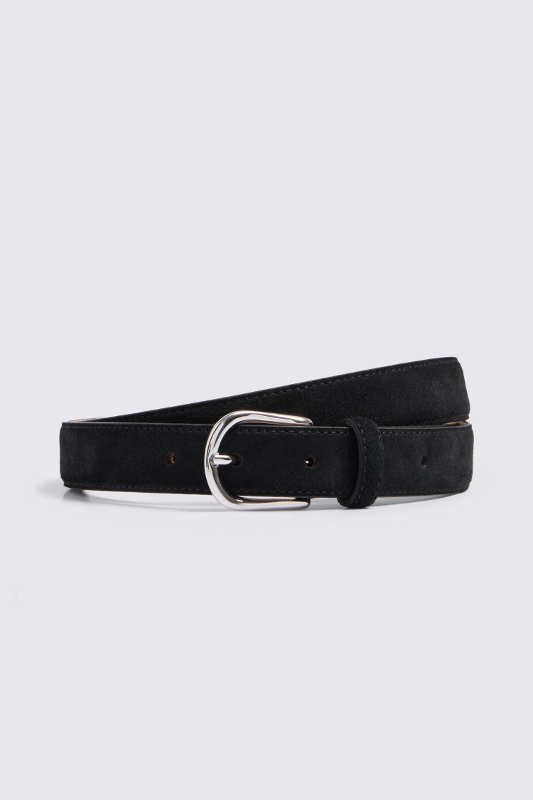 Italian Black Suede Belt