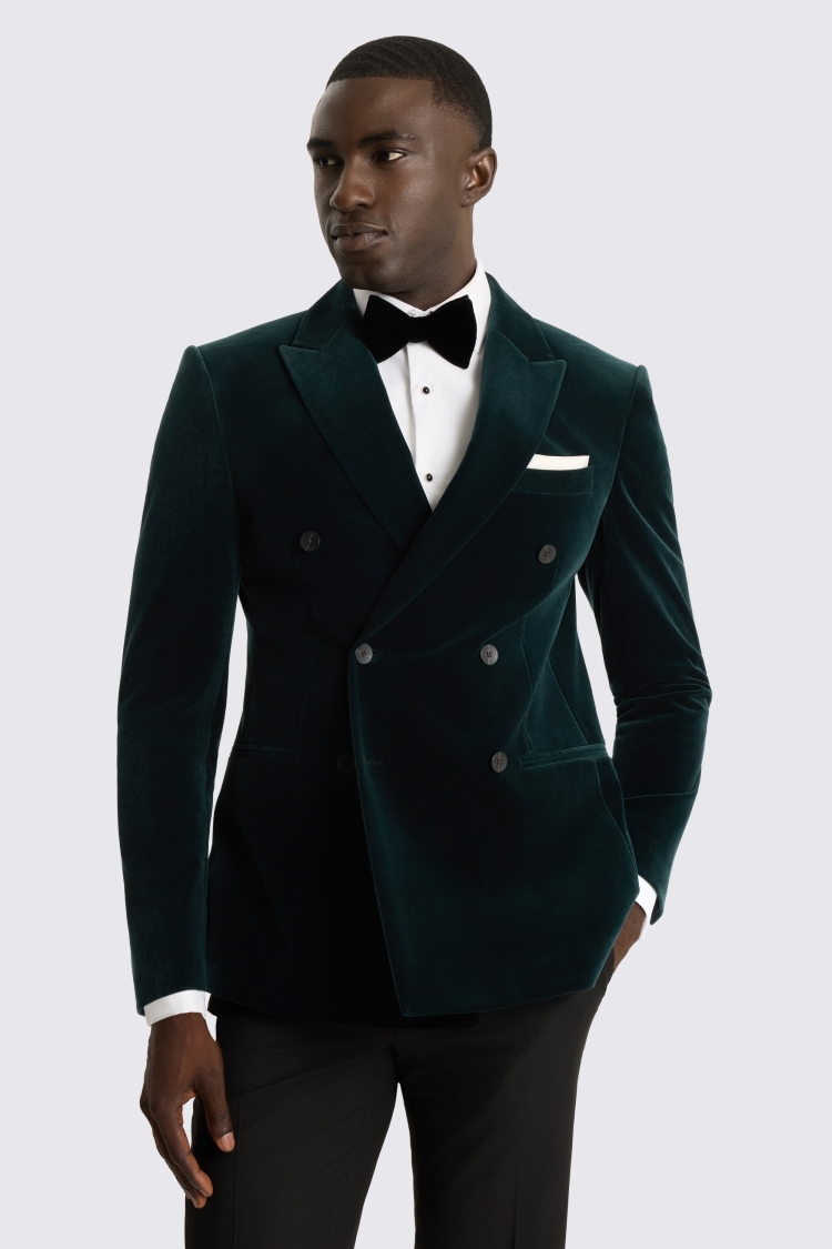 Slim Fit Dark Teal Velvet Suit Jacket 